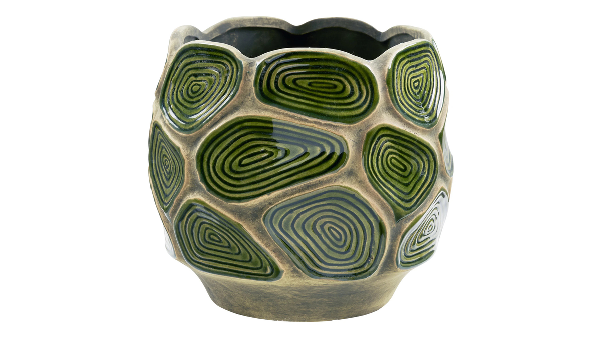 Flower pot Heather - made of dark green terracotta