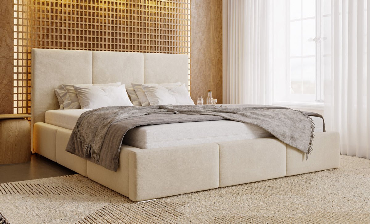 Designer Upholstered Bed Majestic in Velvet with Storage