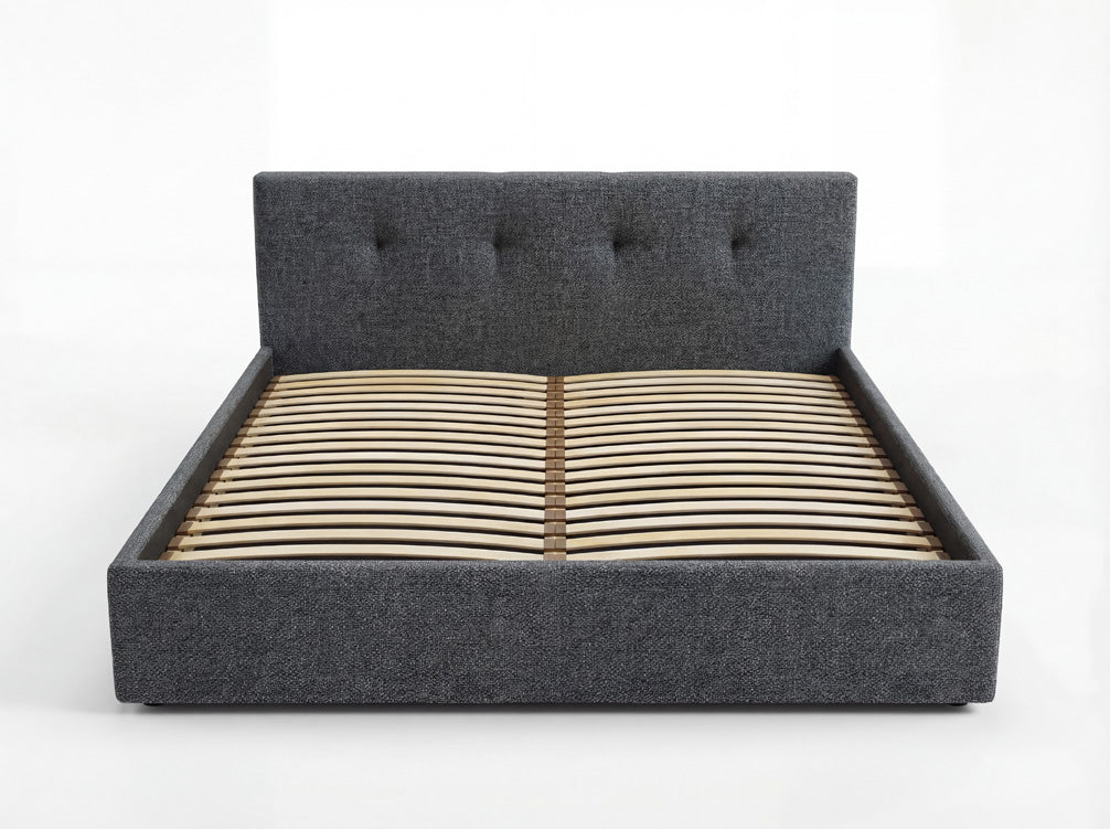 Designer upholstered bed Alva in velvet with storage space