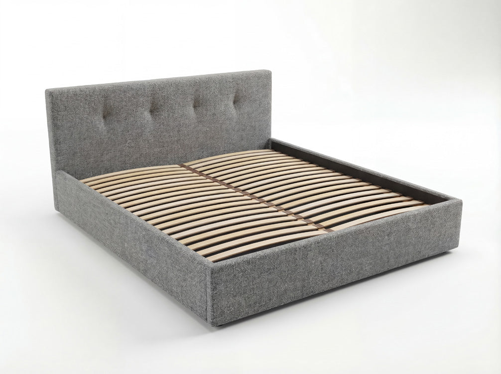 Designer upholstered bed Alva in velvet with storage space