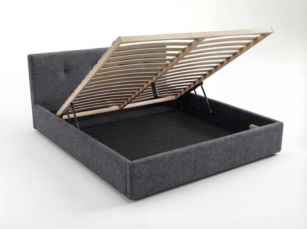 Designer upholstered bed Alva in velvet with storage space