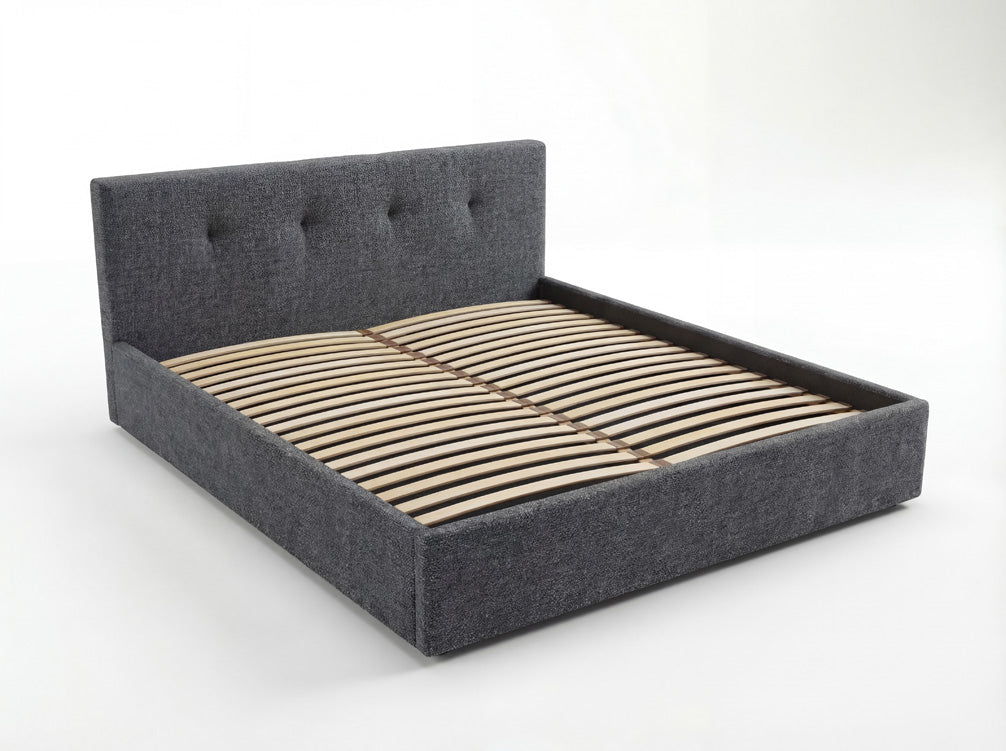 Designer upholstered bed Alva in velvet with storage space