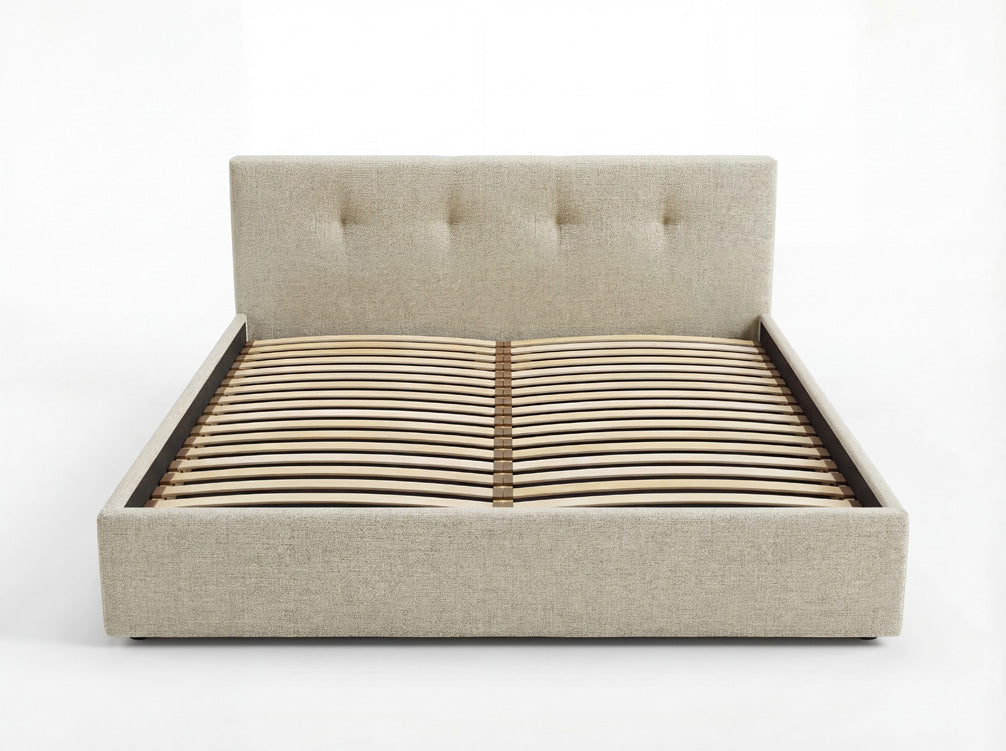 Designer upholstered bed Alva in velvet with storage space