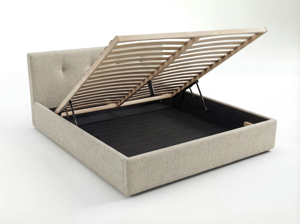 Designer upholstered bed Alva in velvet with storage space