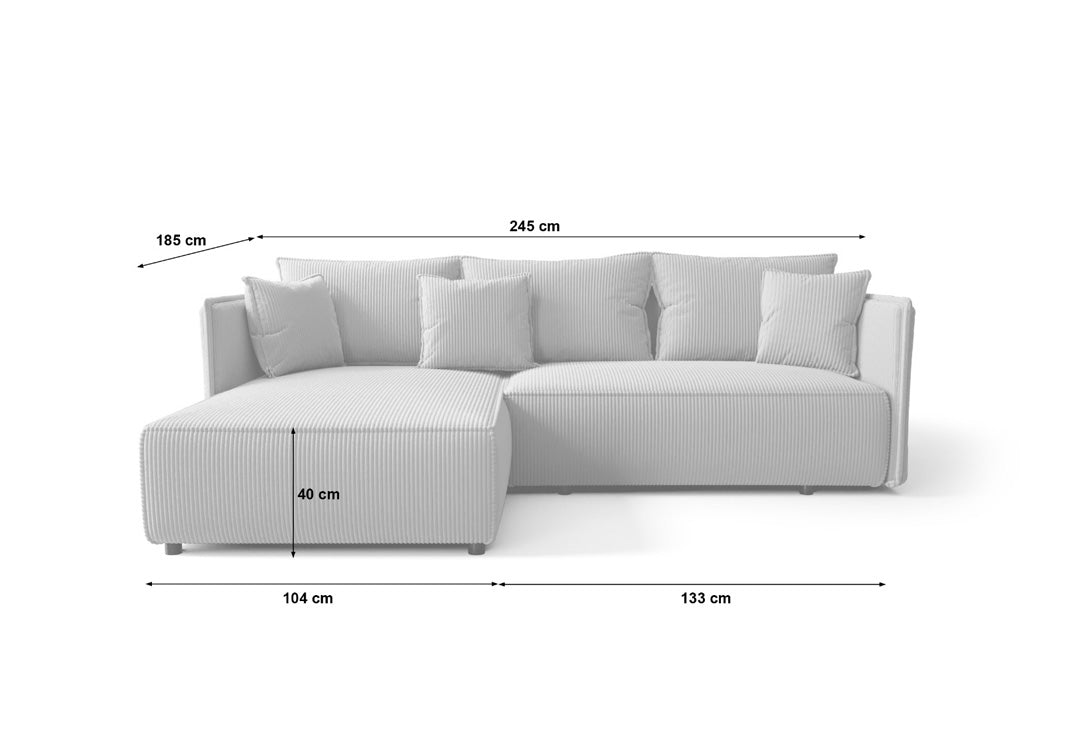 Designer Sofa Marlen with Sleep and Folding Function in Corduroy