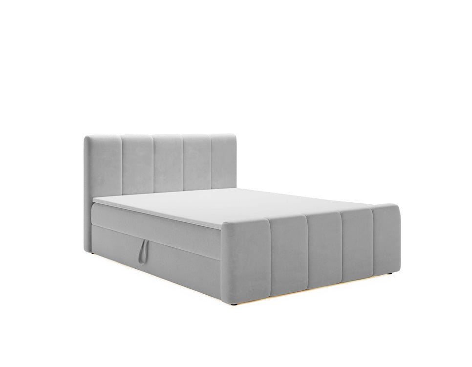 Box spring bed Bergamo velvet with storage