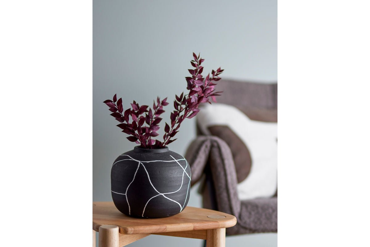 Decorative Vase "Virela" – Black Terracotta