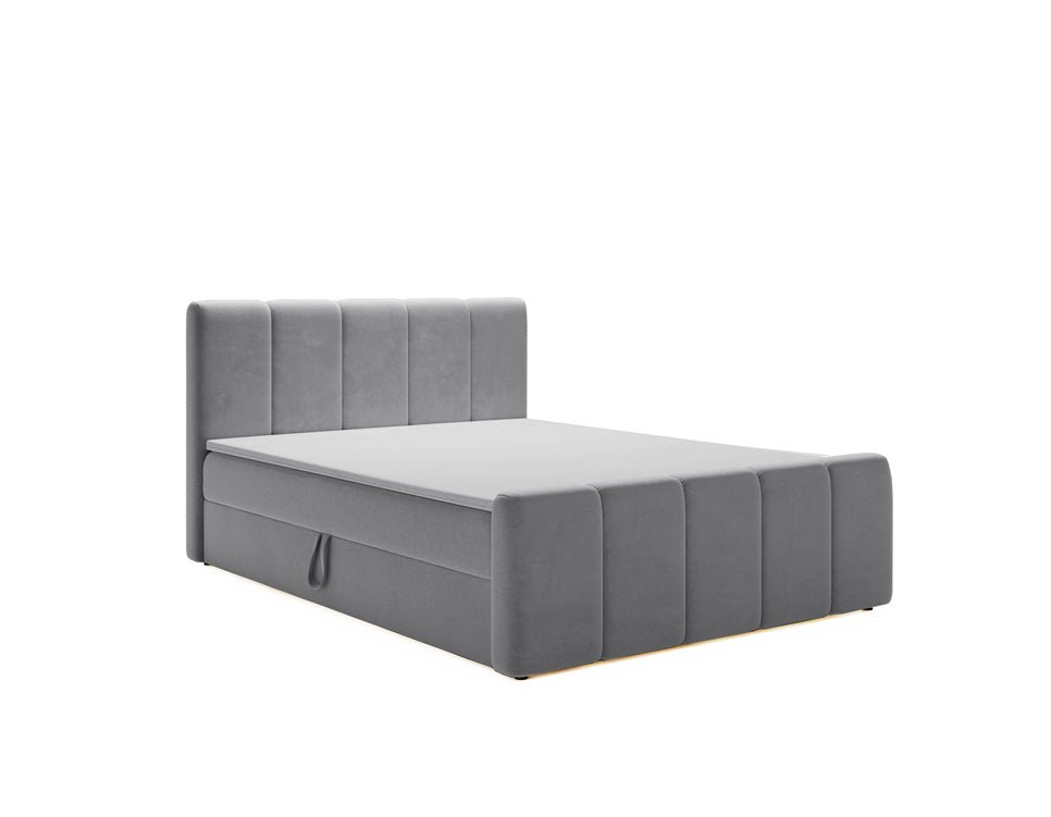 Box spring bed Bergamo velvet with storage