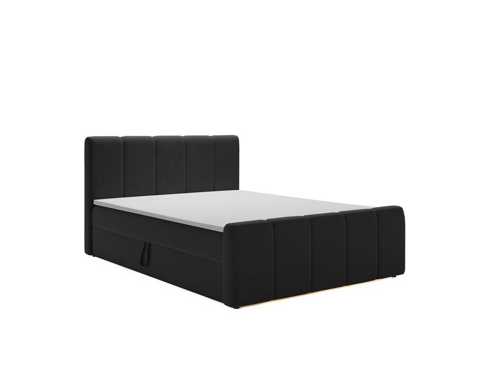 Box spring bed Bergamo velvet with storage