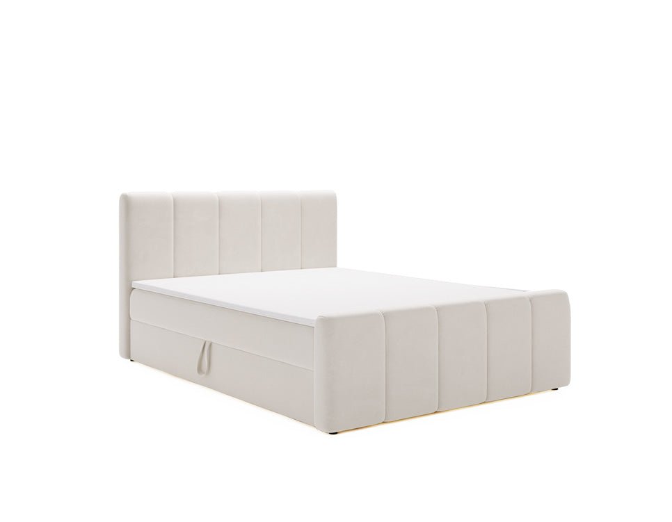Box spring bed Bergamo velvet with storage