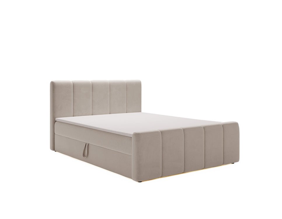 Box spring bed Bergamo velvet with storage