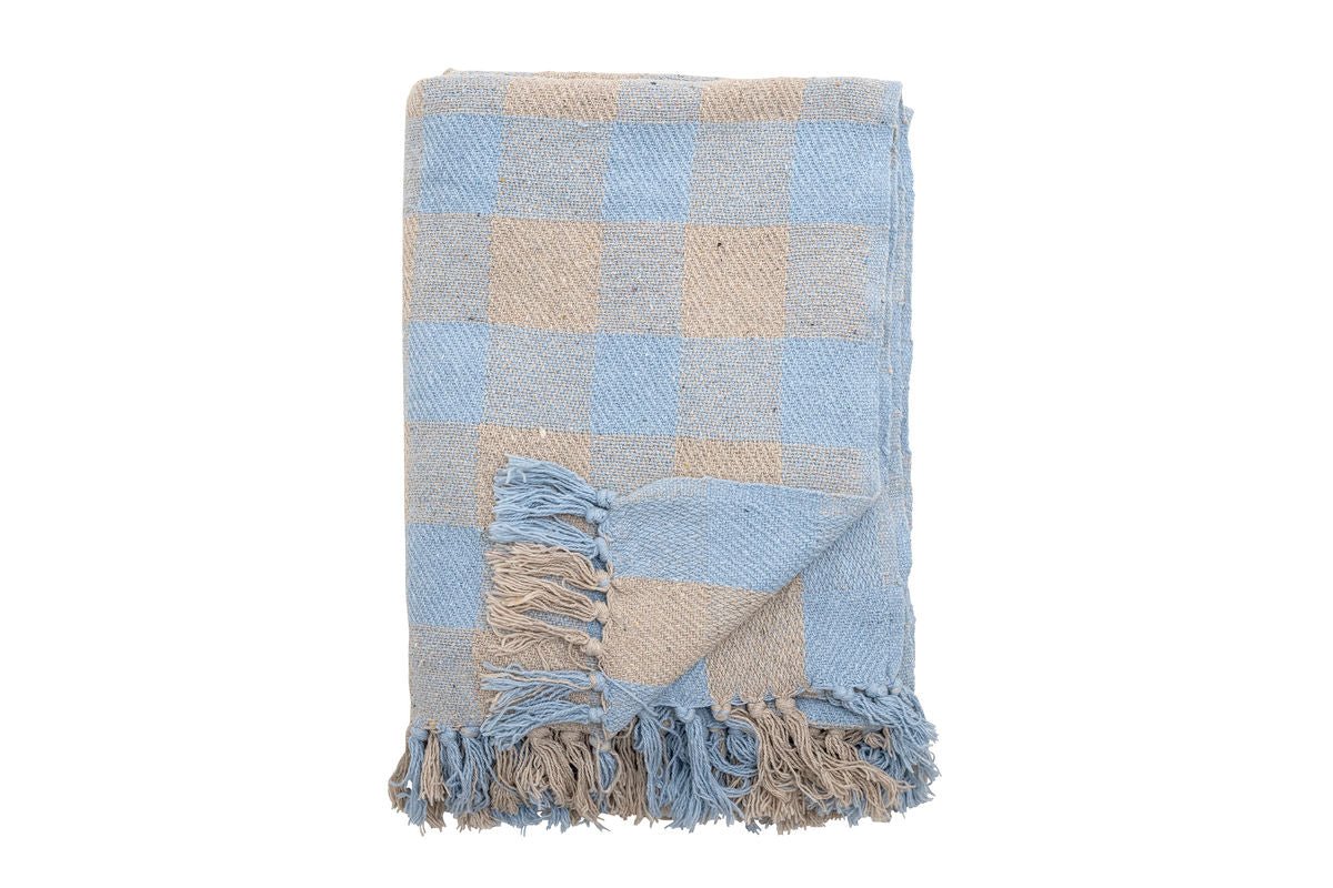 Ora Throw Blanket – Blue, made from recycled cotton