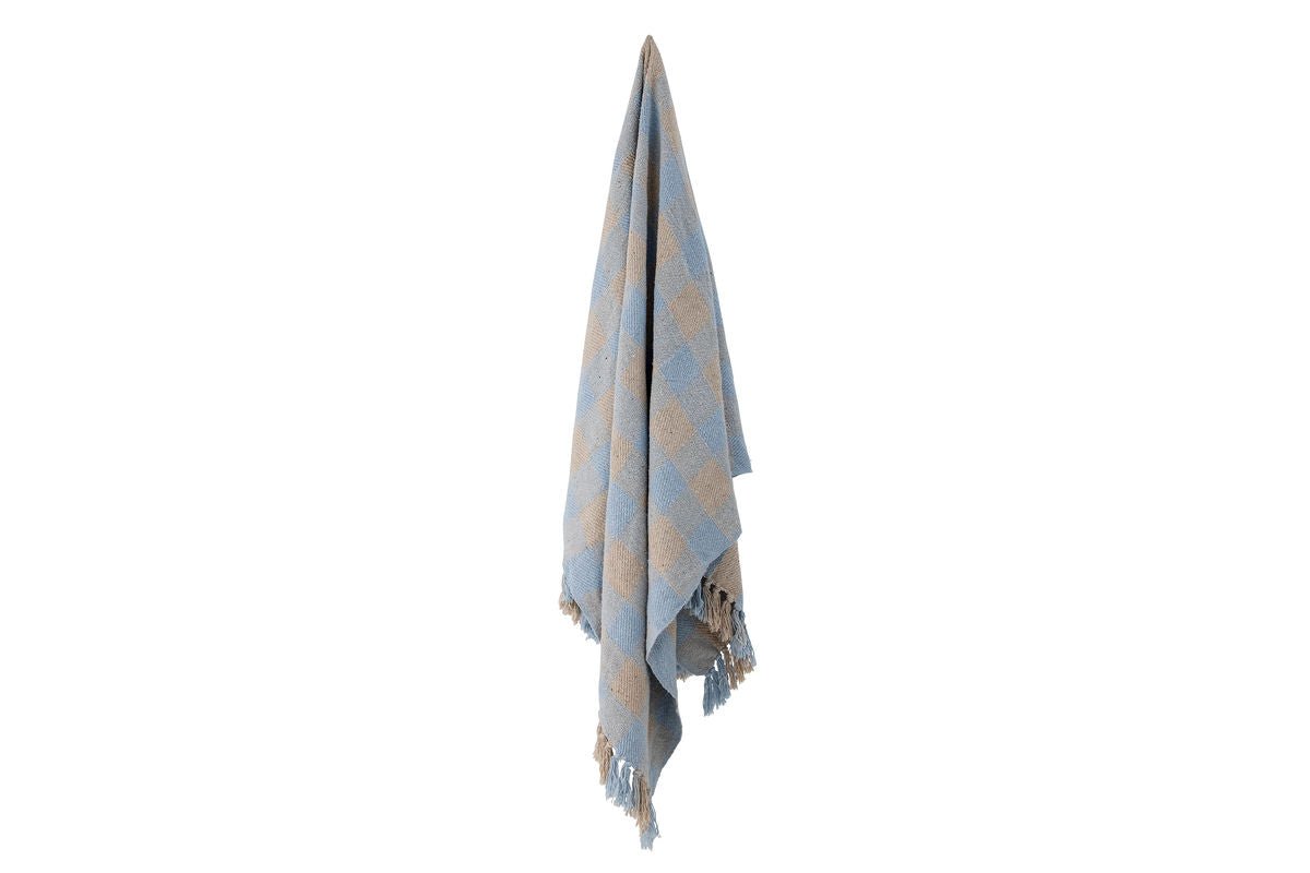 Ora Throw Blanket – Blue, made from recycled cotton