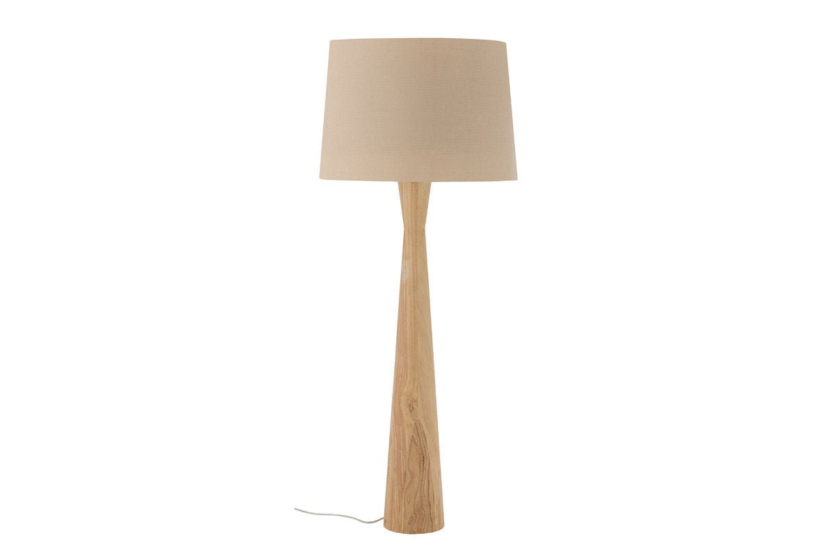 Floor Lamp Calen – Rubberwood with Linen Shade