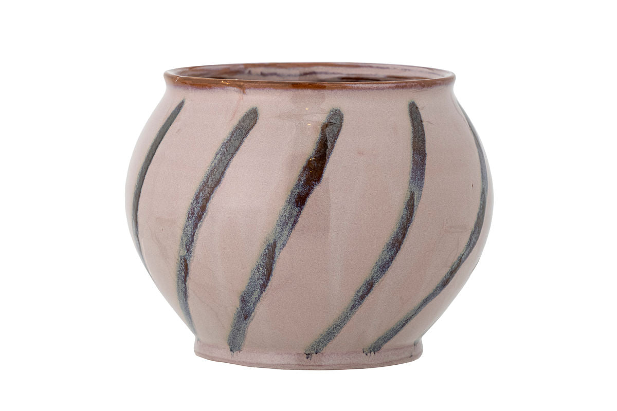 Flower Pot Rosystripe – Glazed Stoneware