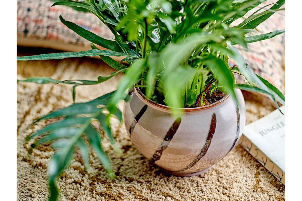 Flower Pot Rosystripe – Glazed Stoneware