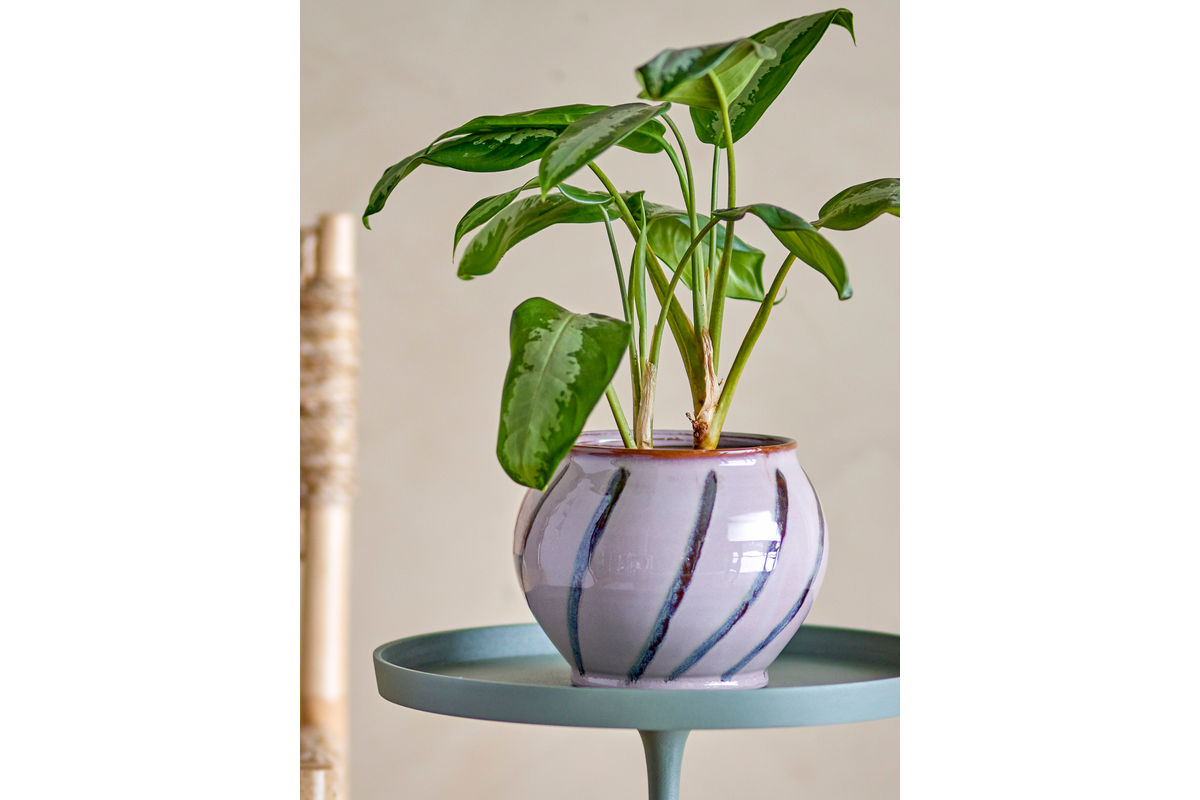 Flower Pot Rosystripe – Glazed Stoneware