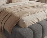 Designer Polsterbett Como in Cord mit Stauraum – Grau
