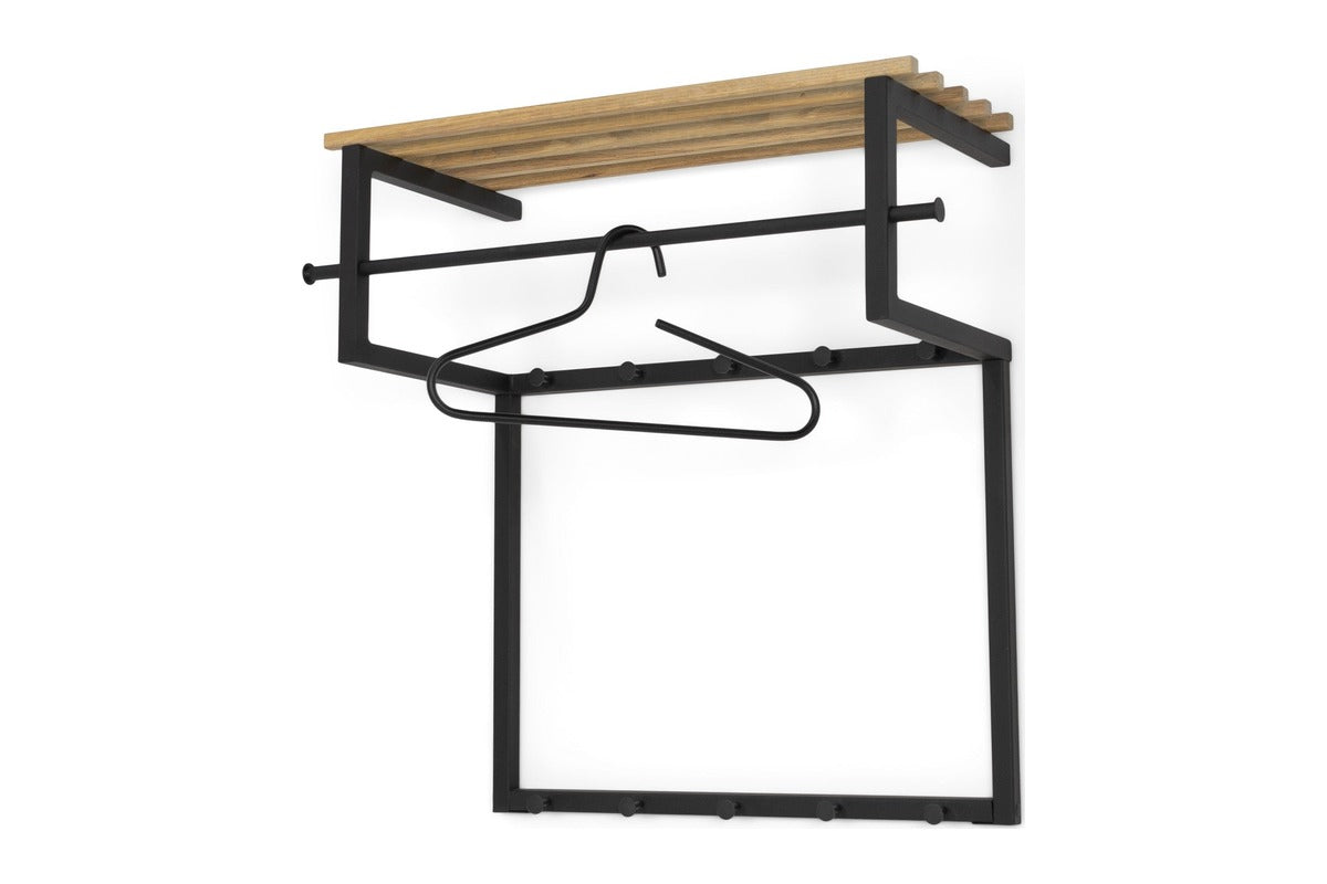 Designer Wandgarderobe Bosco - Schwarz / Eiche