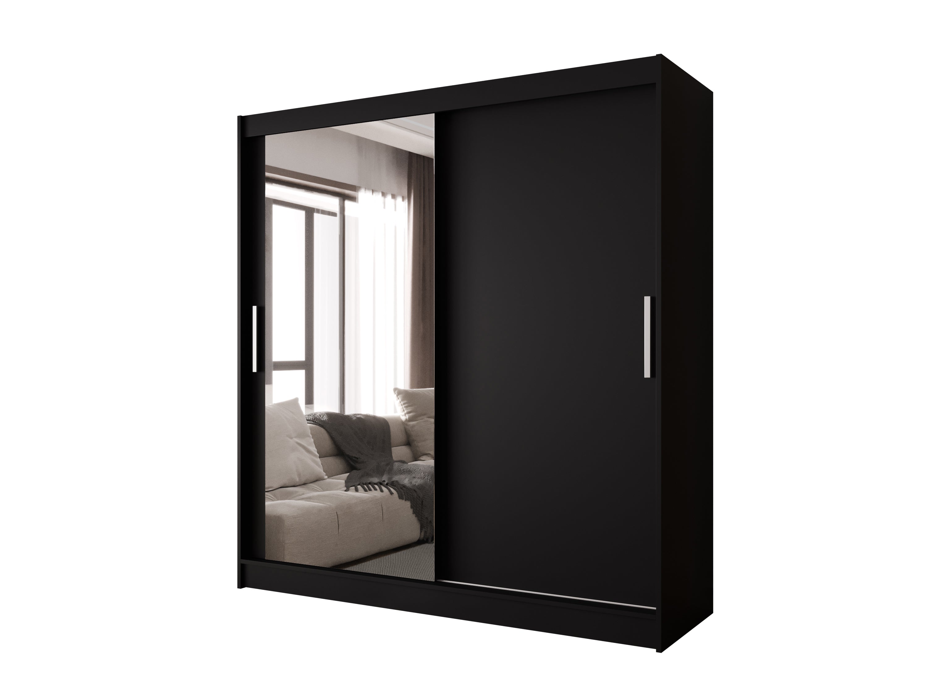 Designer wardrobe Aveno – White or Black with minimalist sliding doors