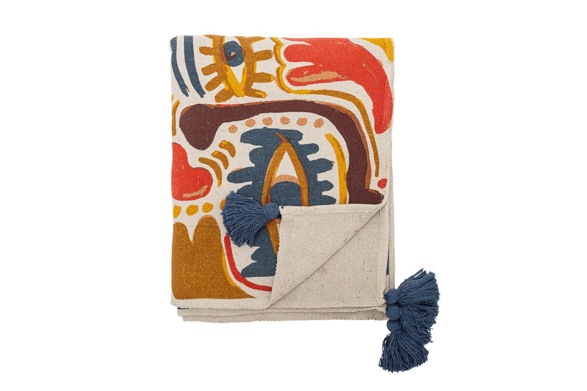 Tala Throw Blanket - Colorful, made from recycled cotton