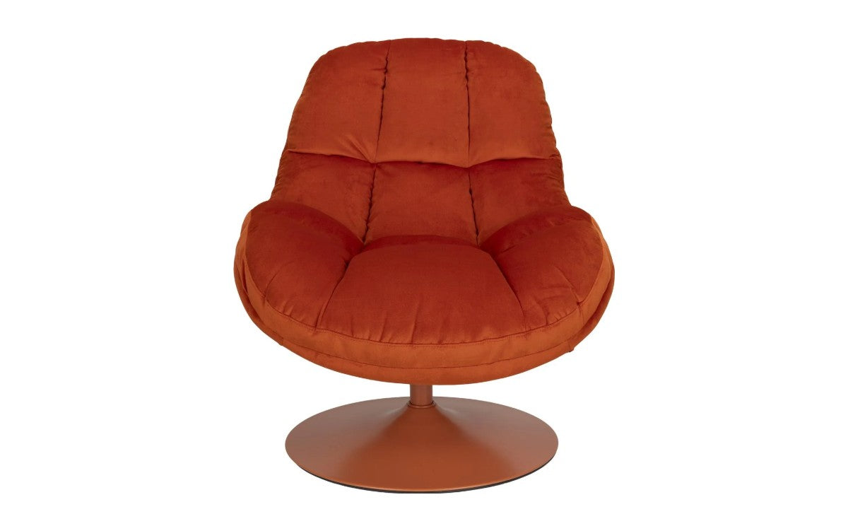 Designer Drehsessel Nando in Samt in Orange – Frontansicht