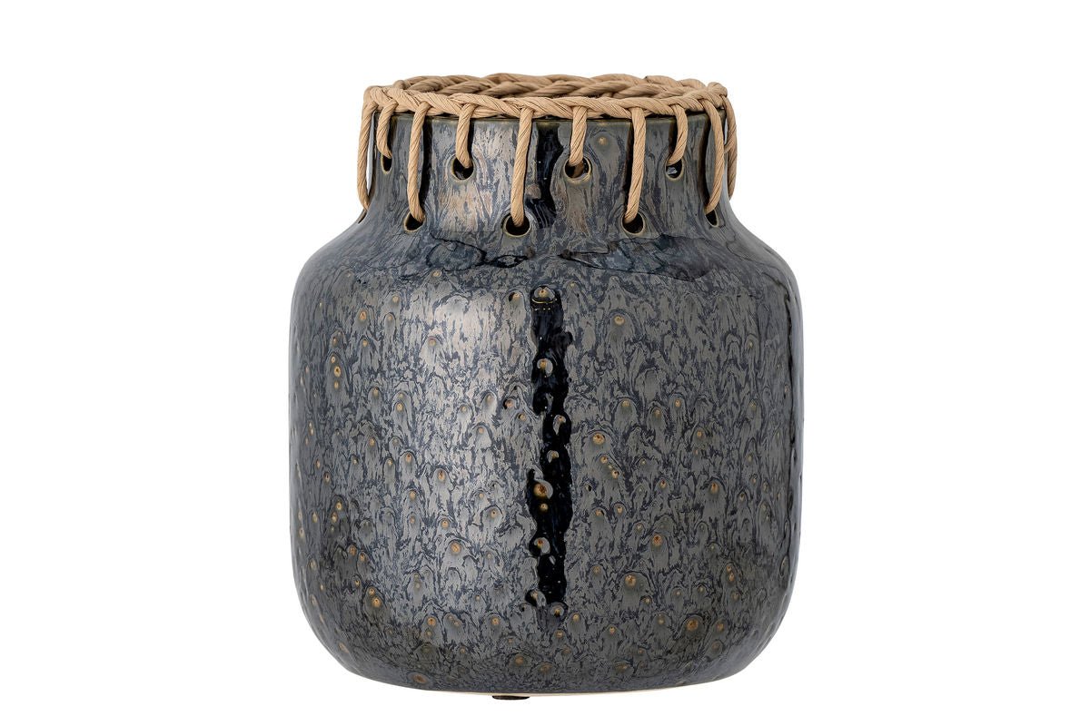 Vase "Stranger" - gray mottled ceramic vase with detail