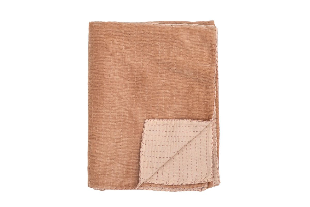 Rosina Bedspread – Cotton Quilt with Velour in Pink