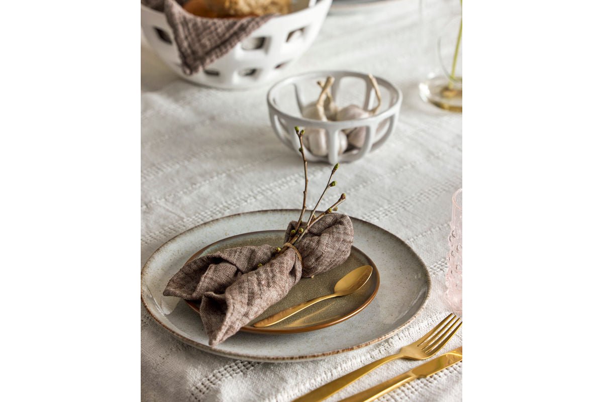 Tokio Dinnerware Set – Speckled Glaze with Dark Rim (12-piece)