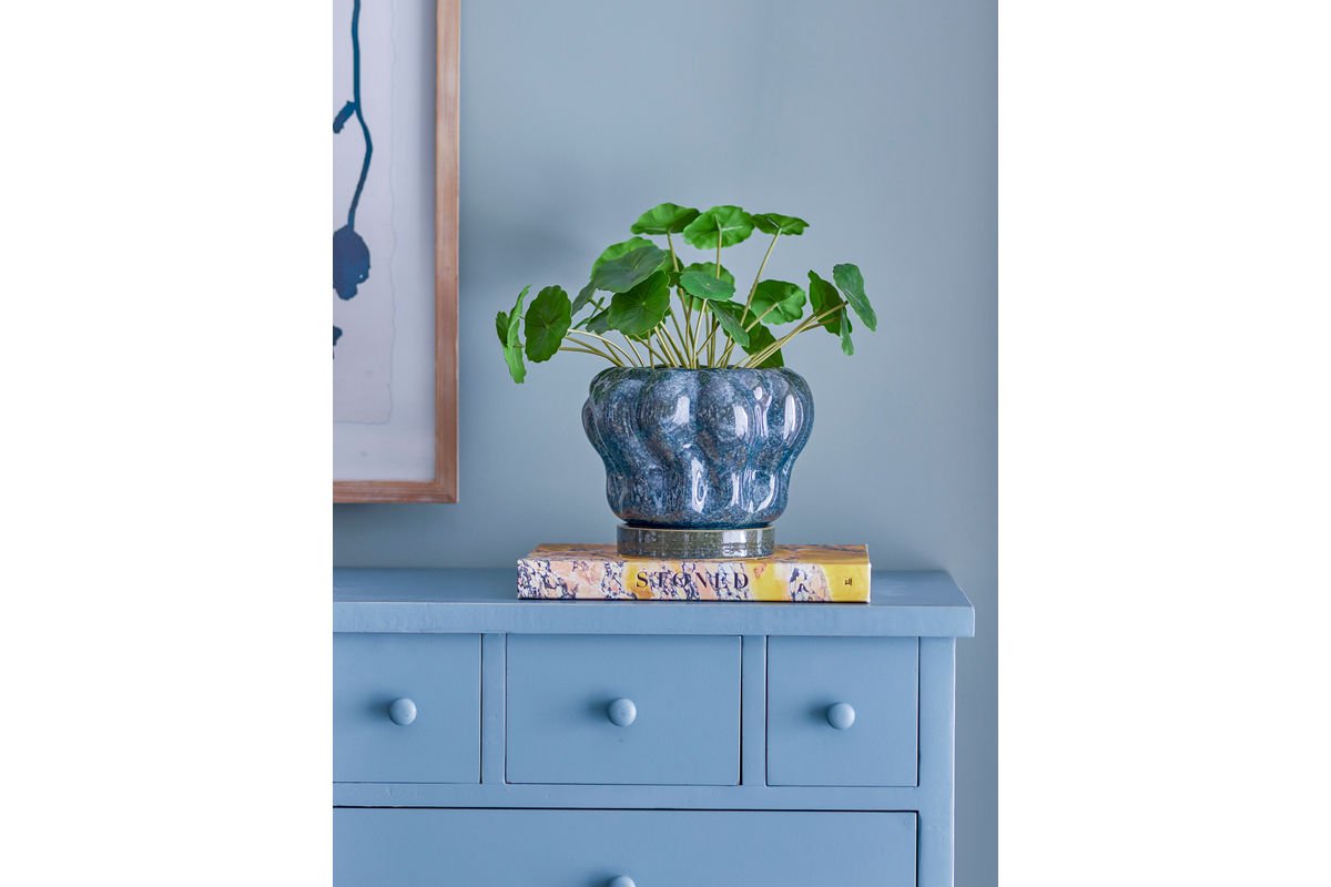 Flower Pot "Aurelia" with Saucer – Stoneware with Glossy Glaze