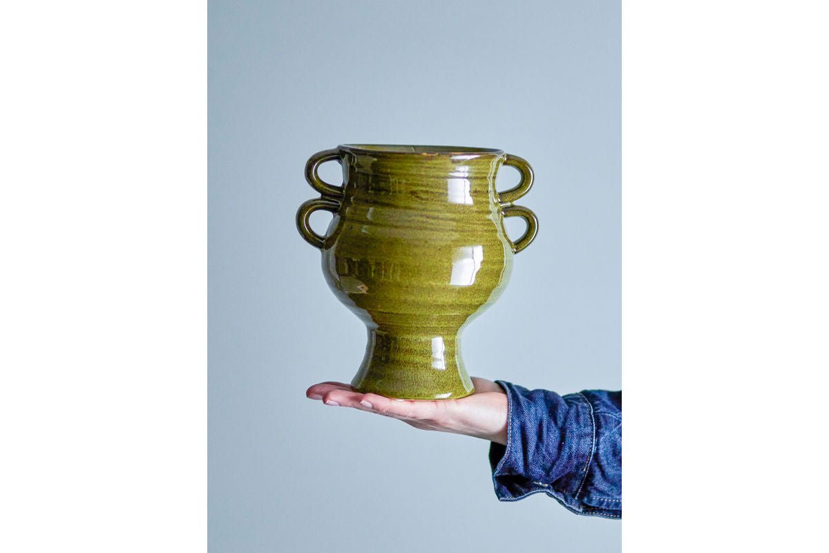 Flower Pot "Selari" – Green Stoneware