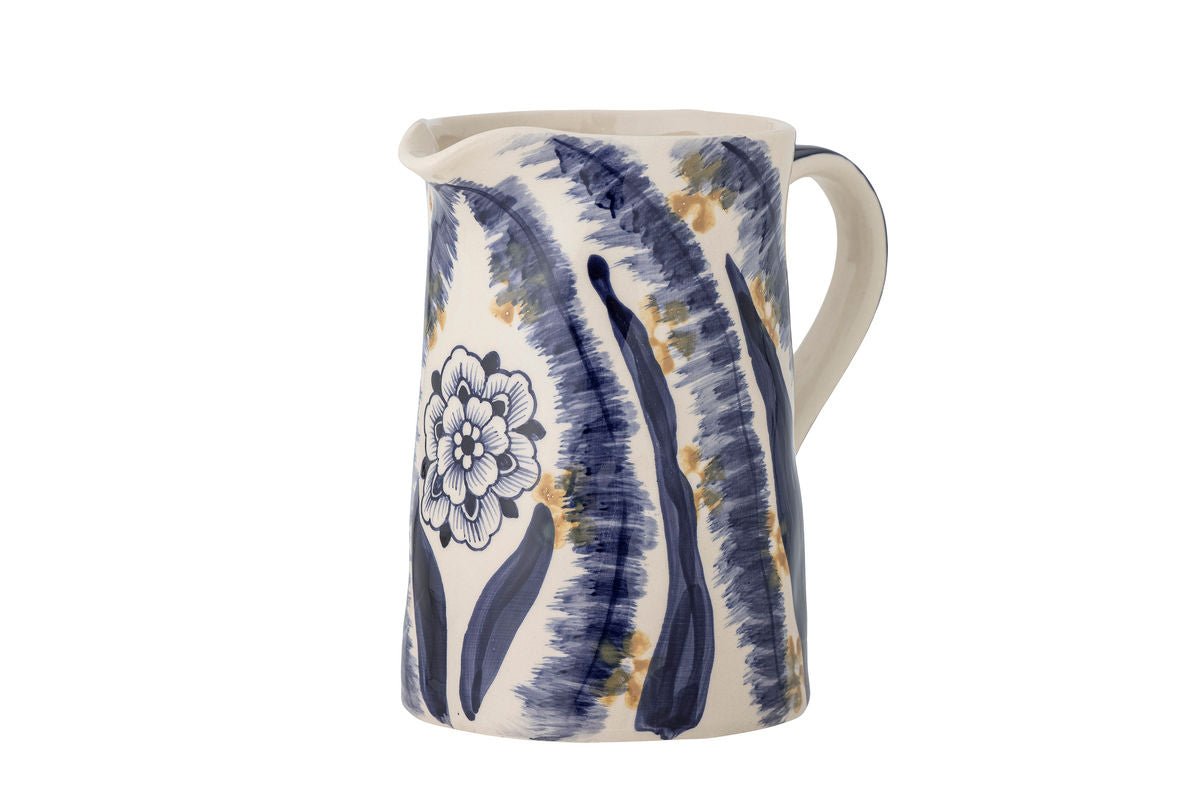 Vase "BlueFlower" - blaue Steingut Vase