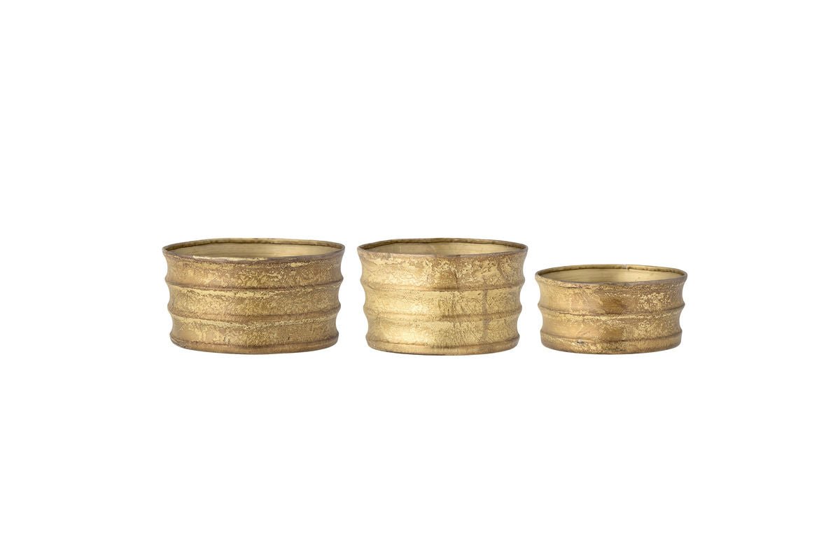 Aureo Planters – Rustic Gold Look Metal (Set of 3)
