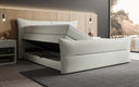 Boxspringbett Elea Leinen-Optik in Salbei (Beverly 15) – Stauraum geöffnet seitlich