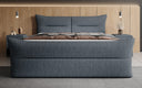 Boxspringbett Elea Leinen-Optik in Anthrazit (Beverly 25) – Milieu frontal