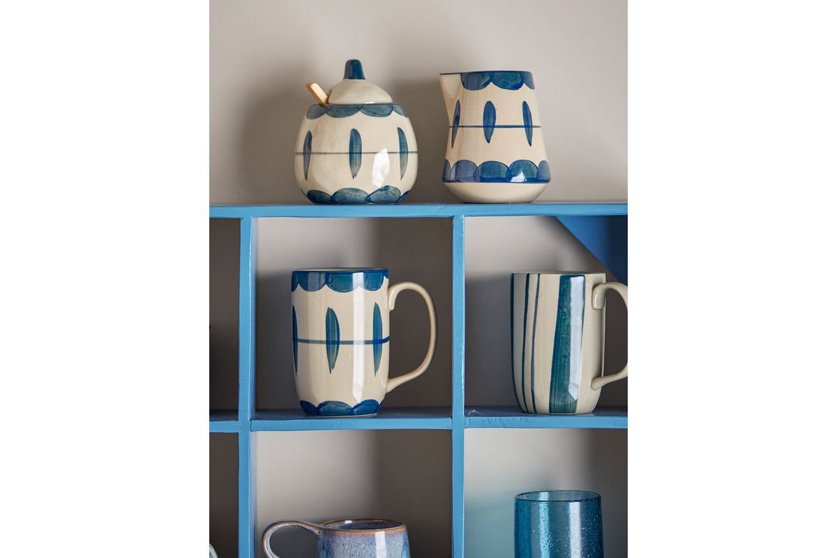 Milk & Sugar Set Elis – Stoneware with Hand-Decorated Pattern in Blue