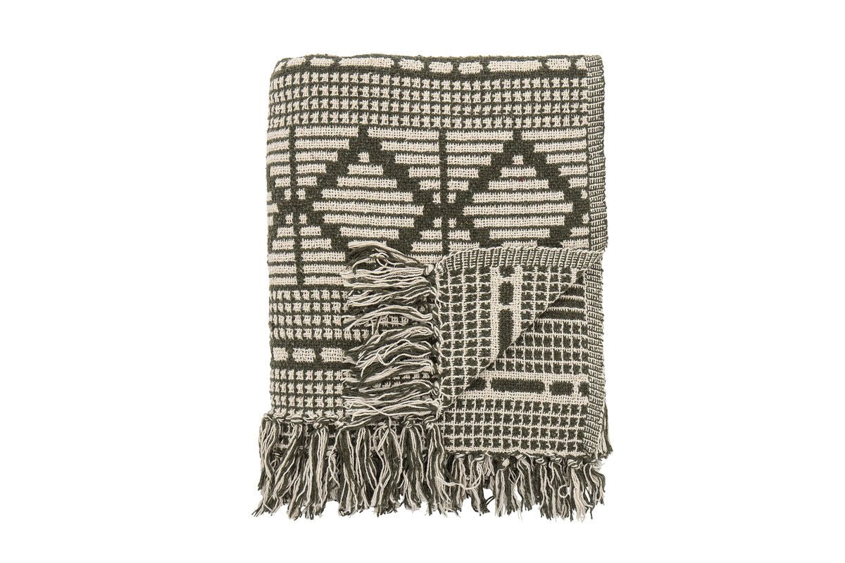 Alva Throw Blanket – Green, made from recycled cotton