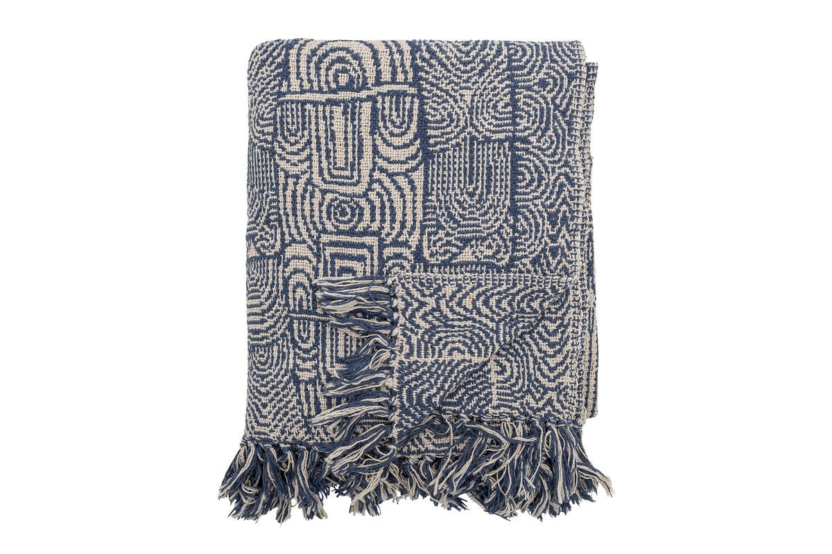 Hena Throw Blanket - Blue, made from recycled cotton