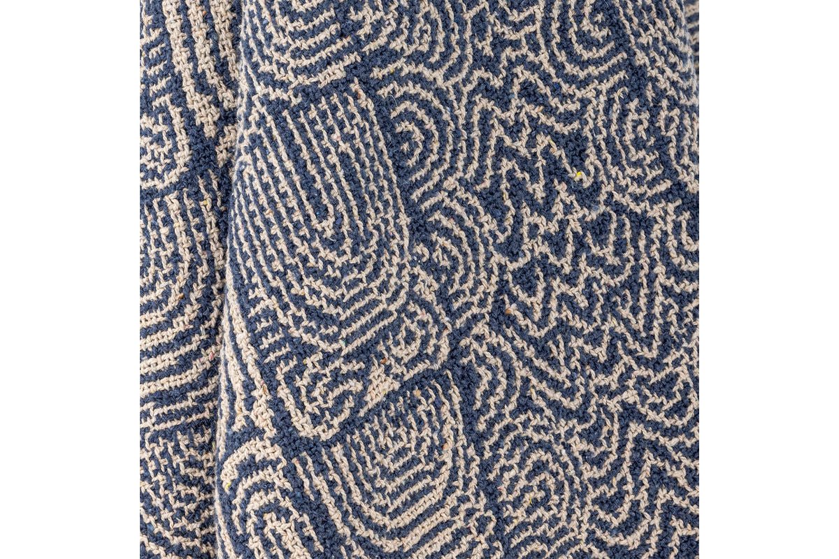 Hena Throw Blanket - Blue, made from recycled cotton