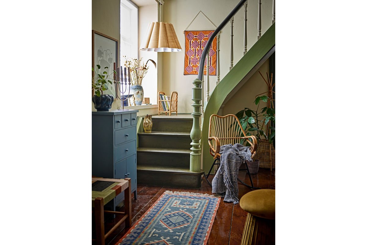 Hena Throw Blanket - Blue, made from recycled cotton