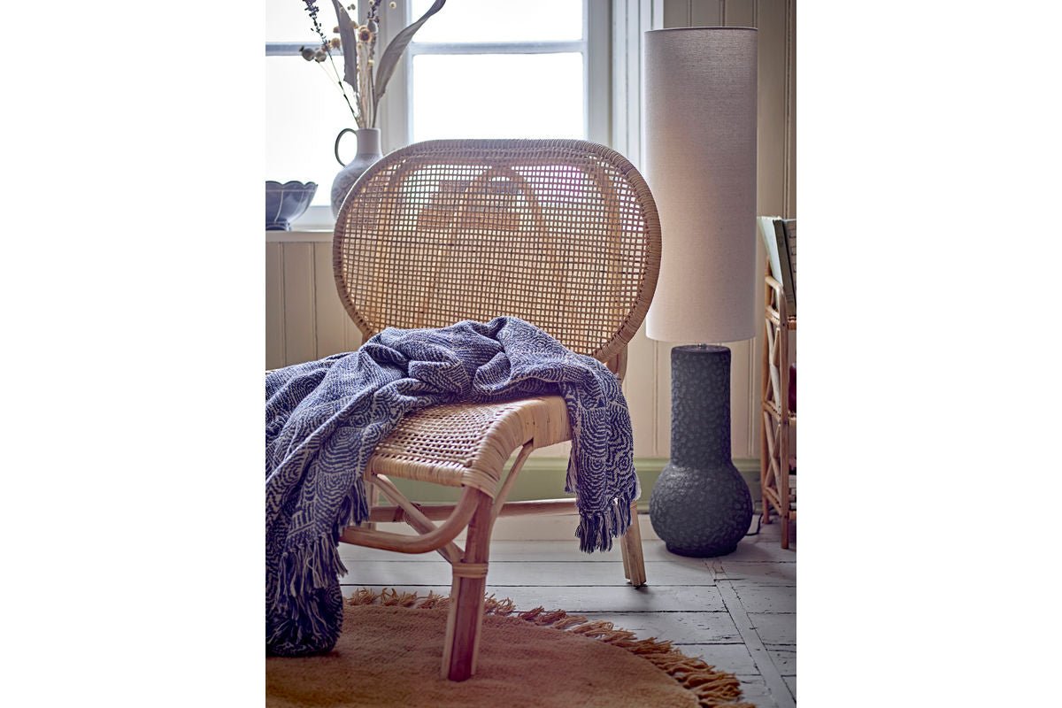 Hena Throw Blanket - Blue, made from recycled cotton