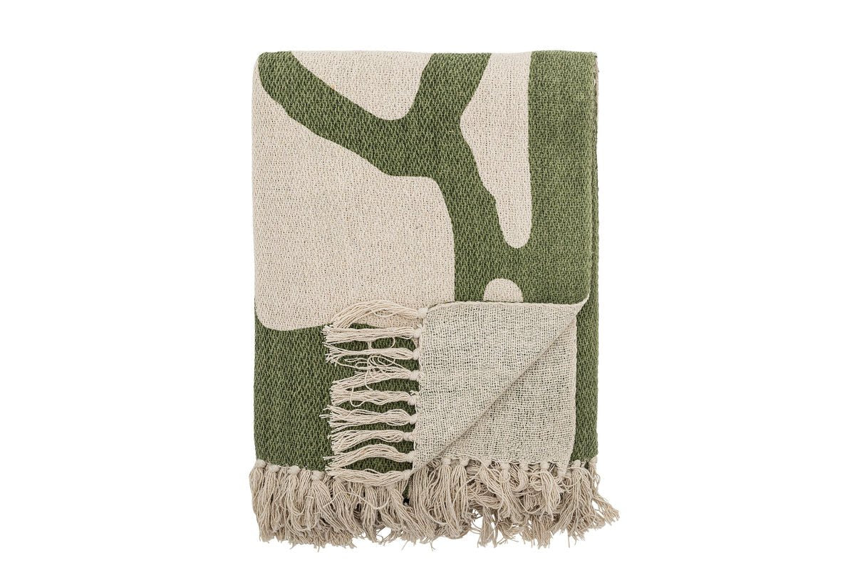 Throw Blanket Ivi- Green, made from recycled cotton
