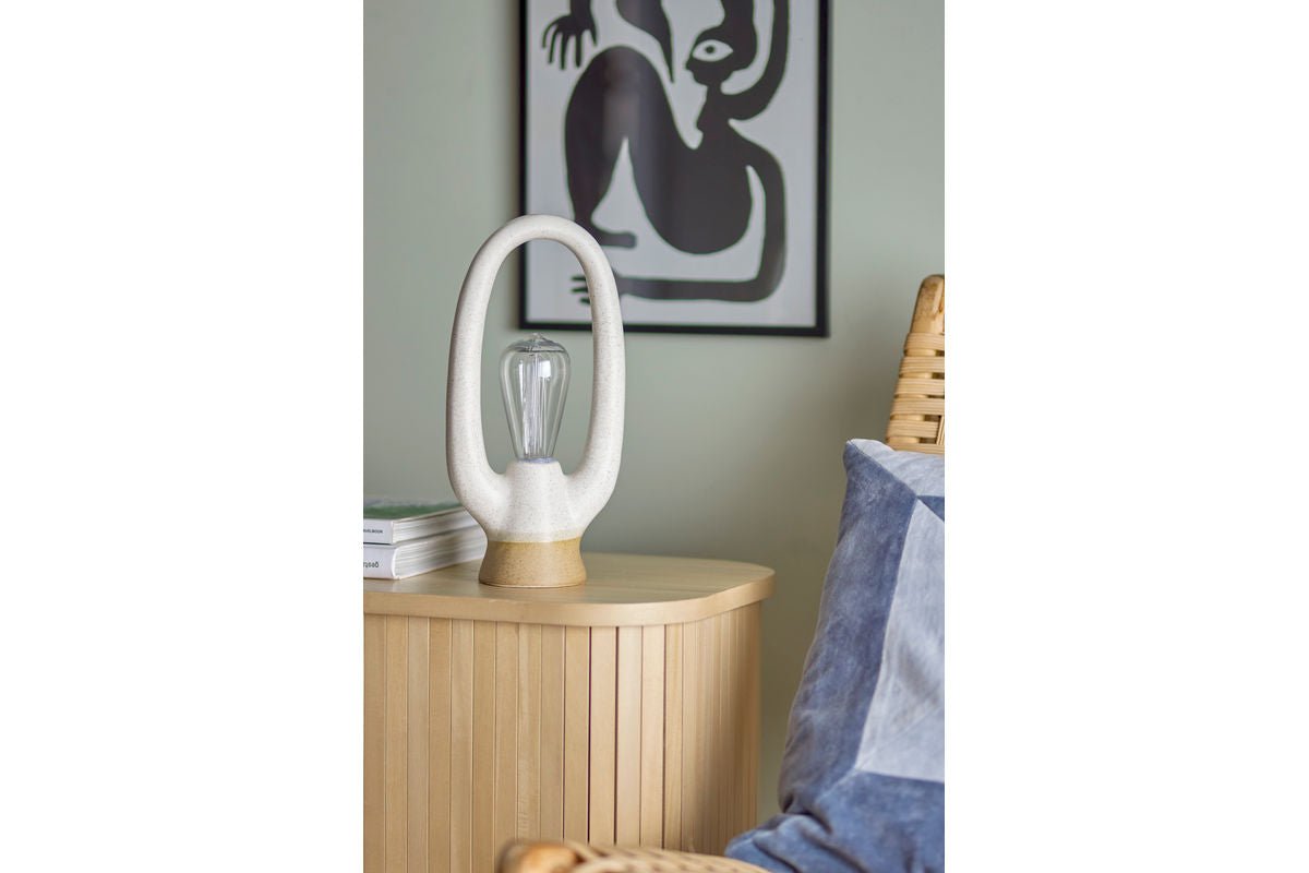 Portable Table Lamp Aila – Stoneware in White