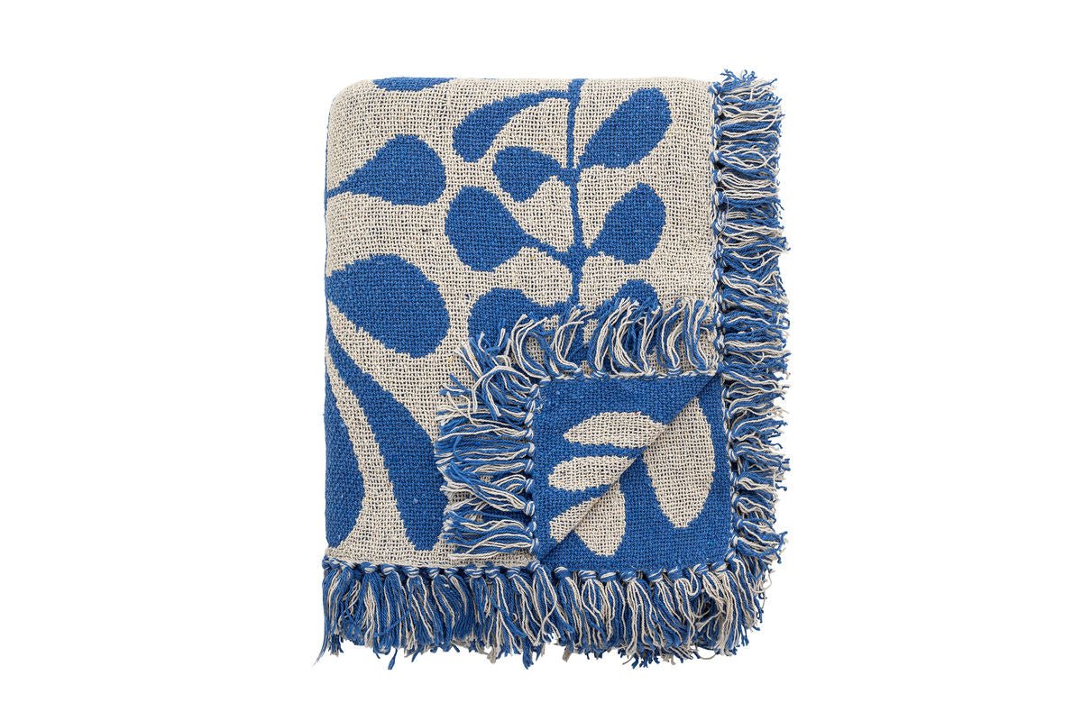 Amal Throw Blanket - Blue, made from recycled cotton