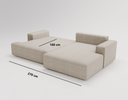 Designer corner sofa Siena bouclé with sofa bed function and storage space
