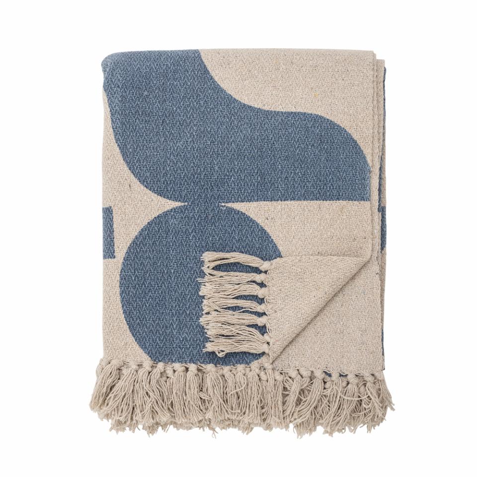 Romi Throw Blanket – Blue, made from recycled cotton