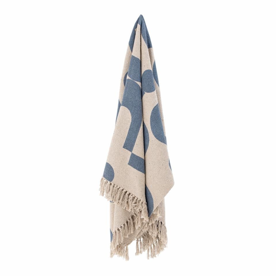 Romi Throw Blanket – Blue, made from recycled cotton