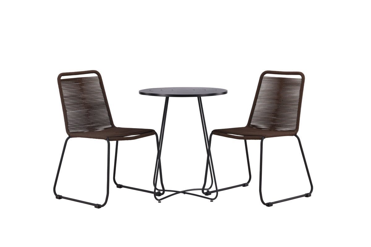 Garden Cafe Set Aven – 3-piece Garden Furniture Set in Brown/Black
