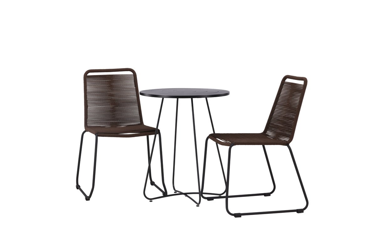 Garden Cafe Set Aven – 3-piece Garden Furniture Set in Brown/Black