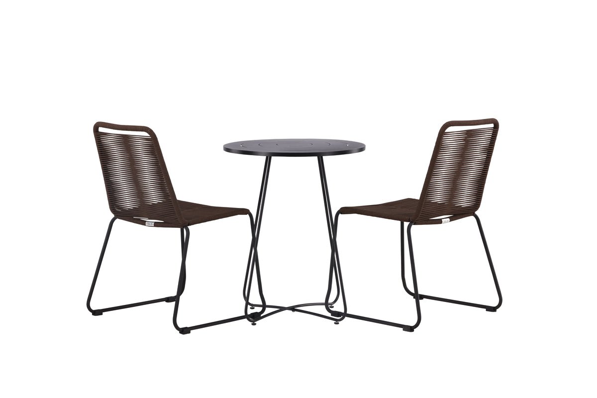 Garden Cafe Set Aven – 3-piece Garden Furniture Set in Brown/Black